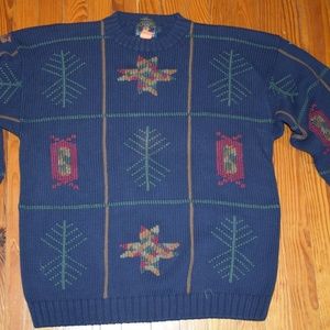 CHAPS Ralph Lauren Handframe VTG 90s Blue Southwestern Knit Sweater Men's Large